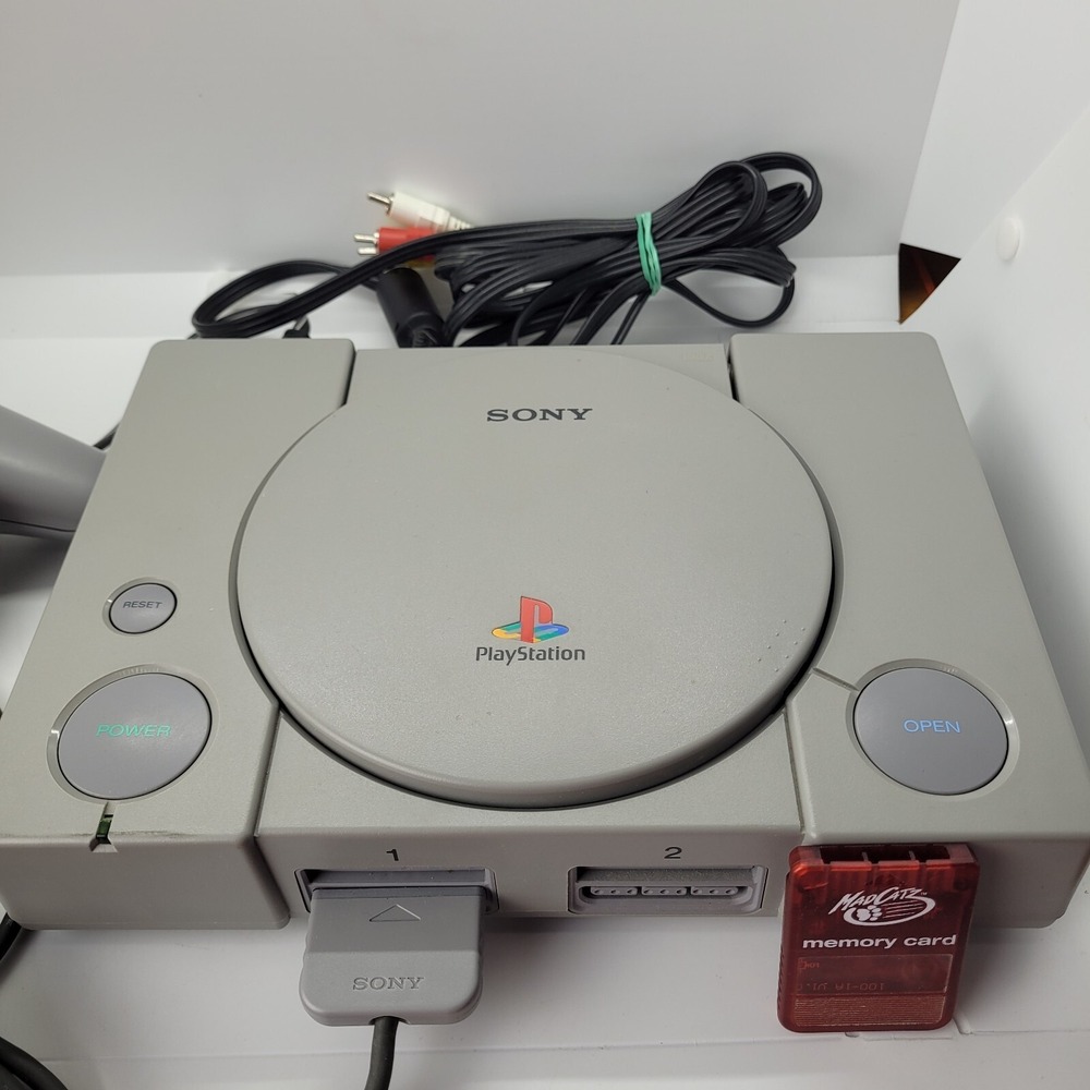 Sony PlayStation PS1 Console With Box Tested Works Extra Memory Card Vintage